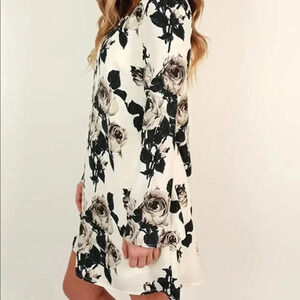 Dee Elle Roses at‎ the Ritz shirt Dress long sleeve floral romantic dress